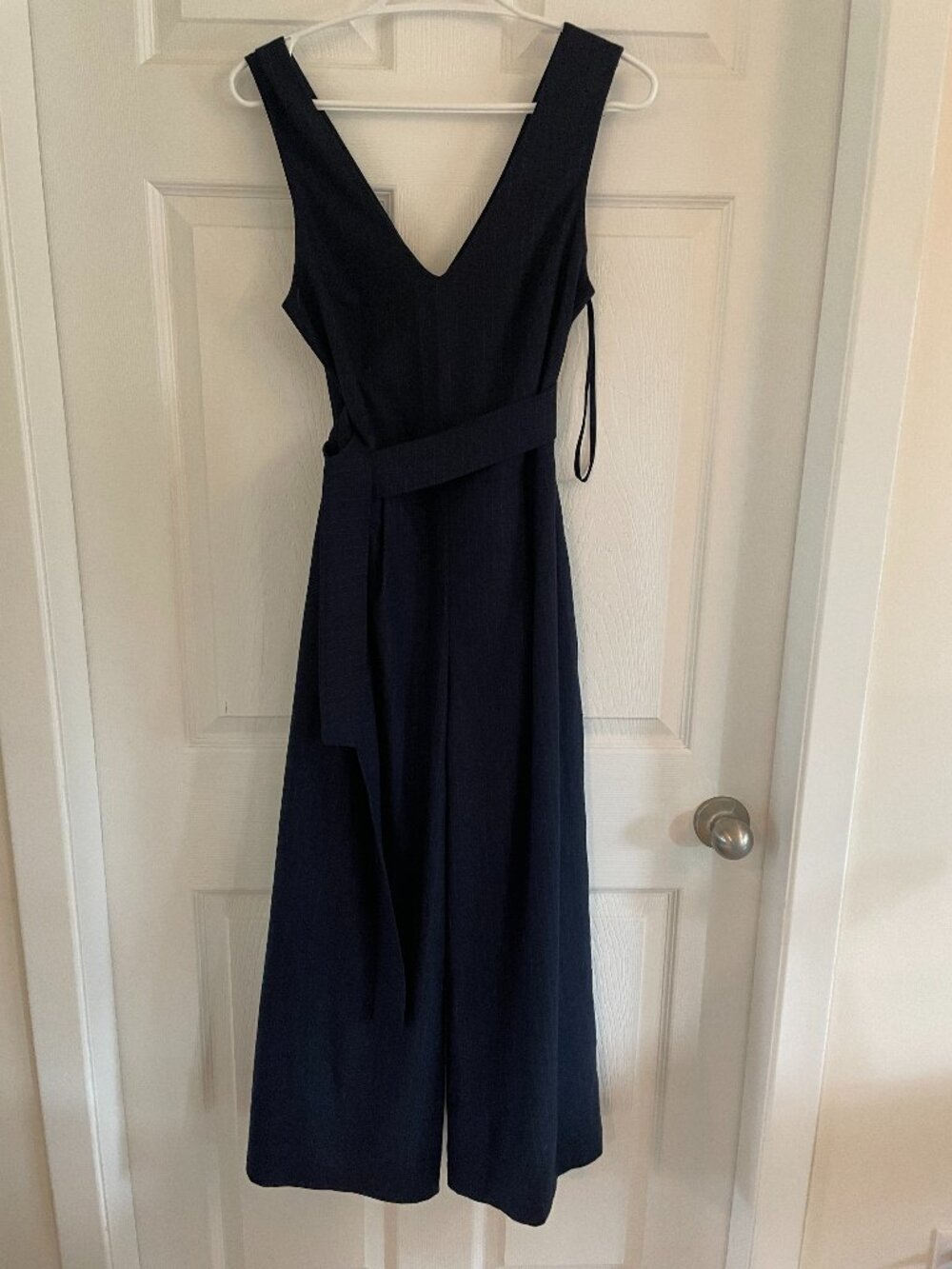 Club Monaco Blue Pinstripe Tie-Back Wide Leg Jumpsuit Size 0